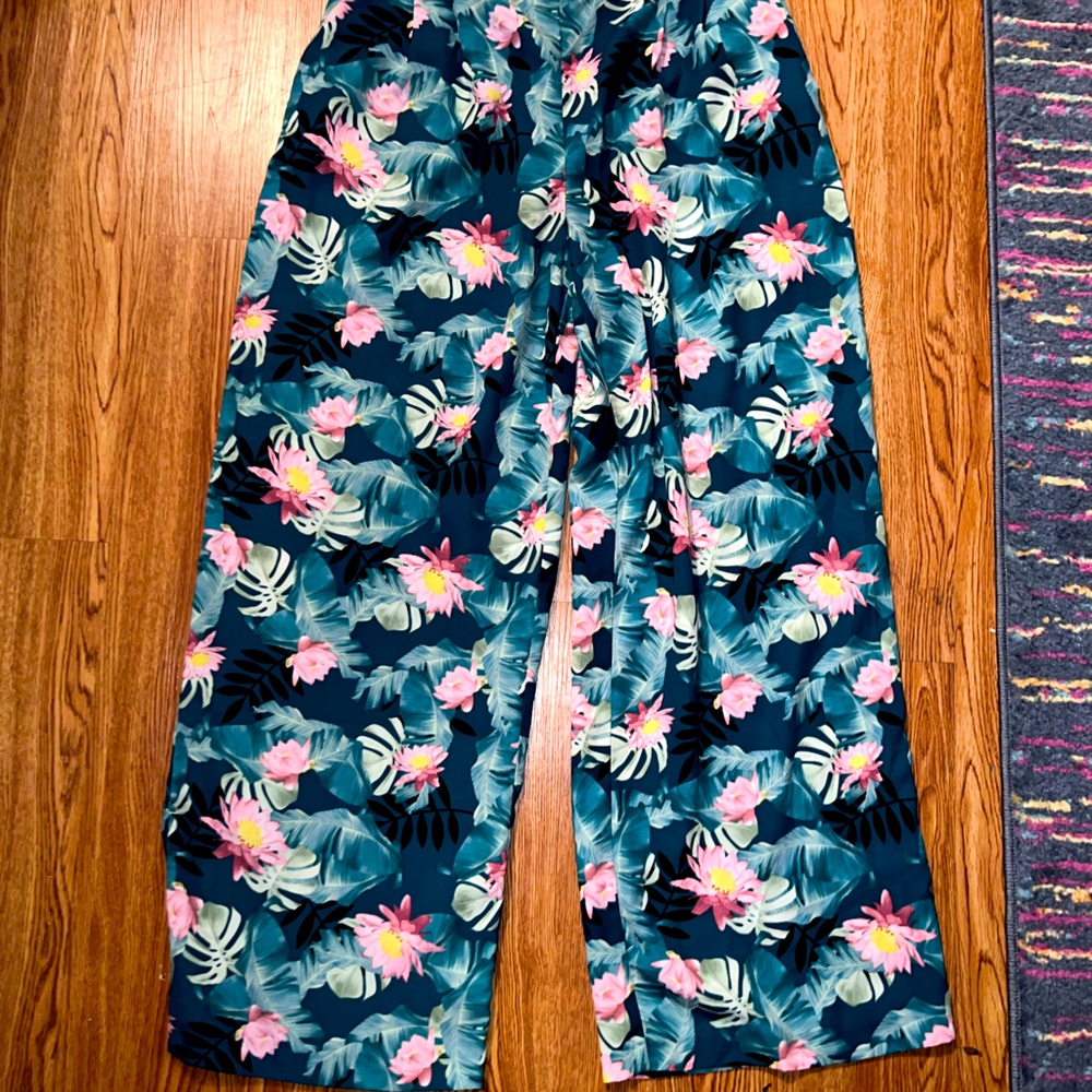 Women’s Tropical Print Flare Pants| Two Pockets| Jungle Trousers